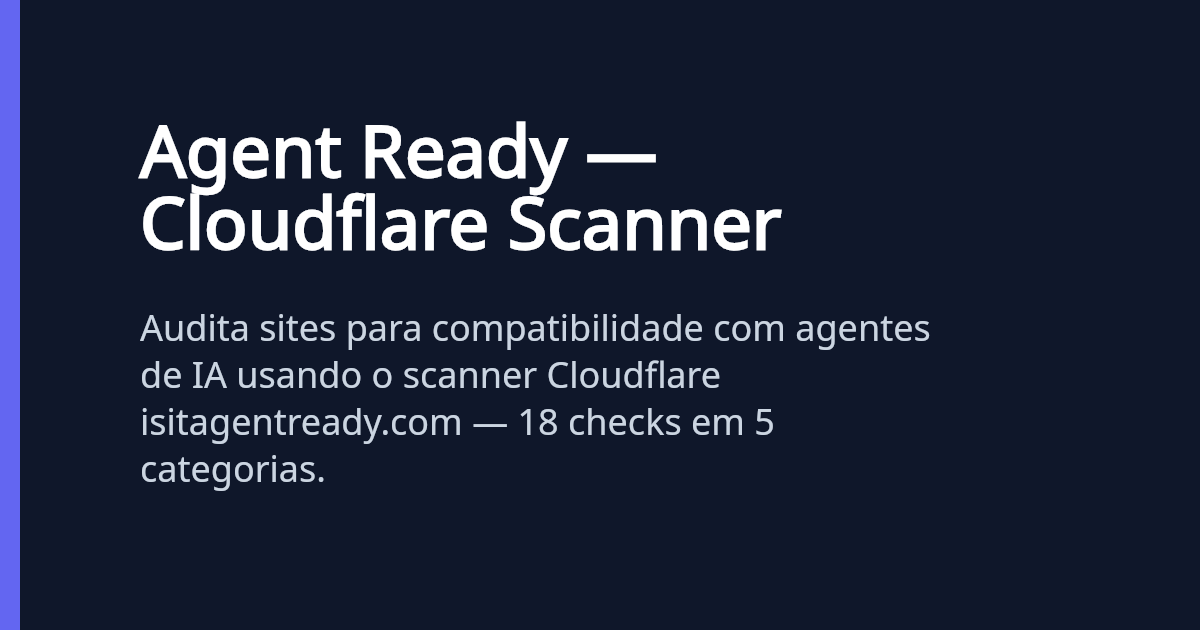 Agent Ready — Cloudflare Scanner | SkillDev.pro